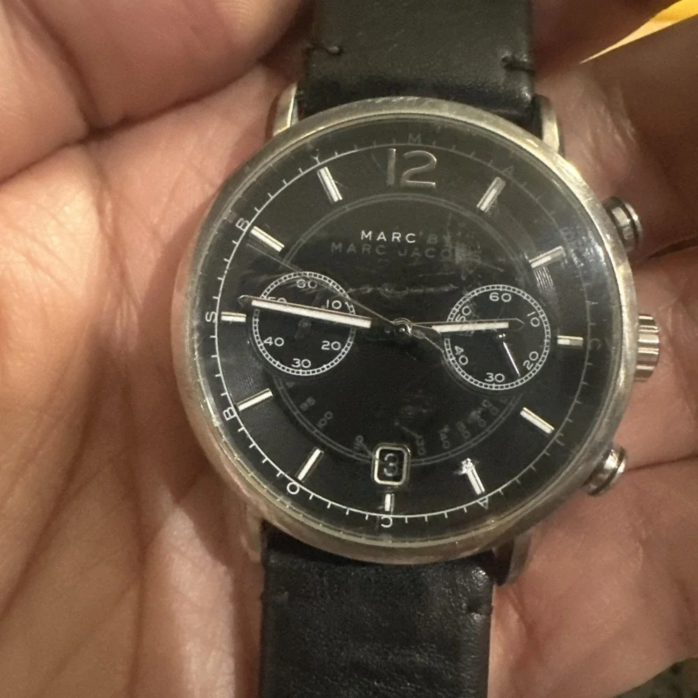Working Marc Jacobs M711604 Black chronograph Mens watch New Battery 42mm Fit 8